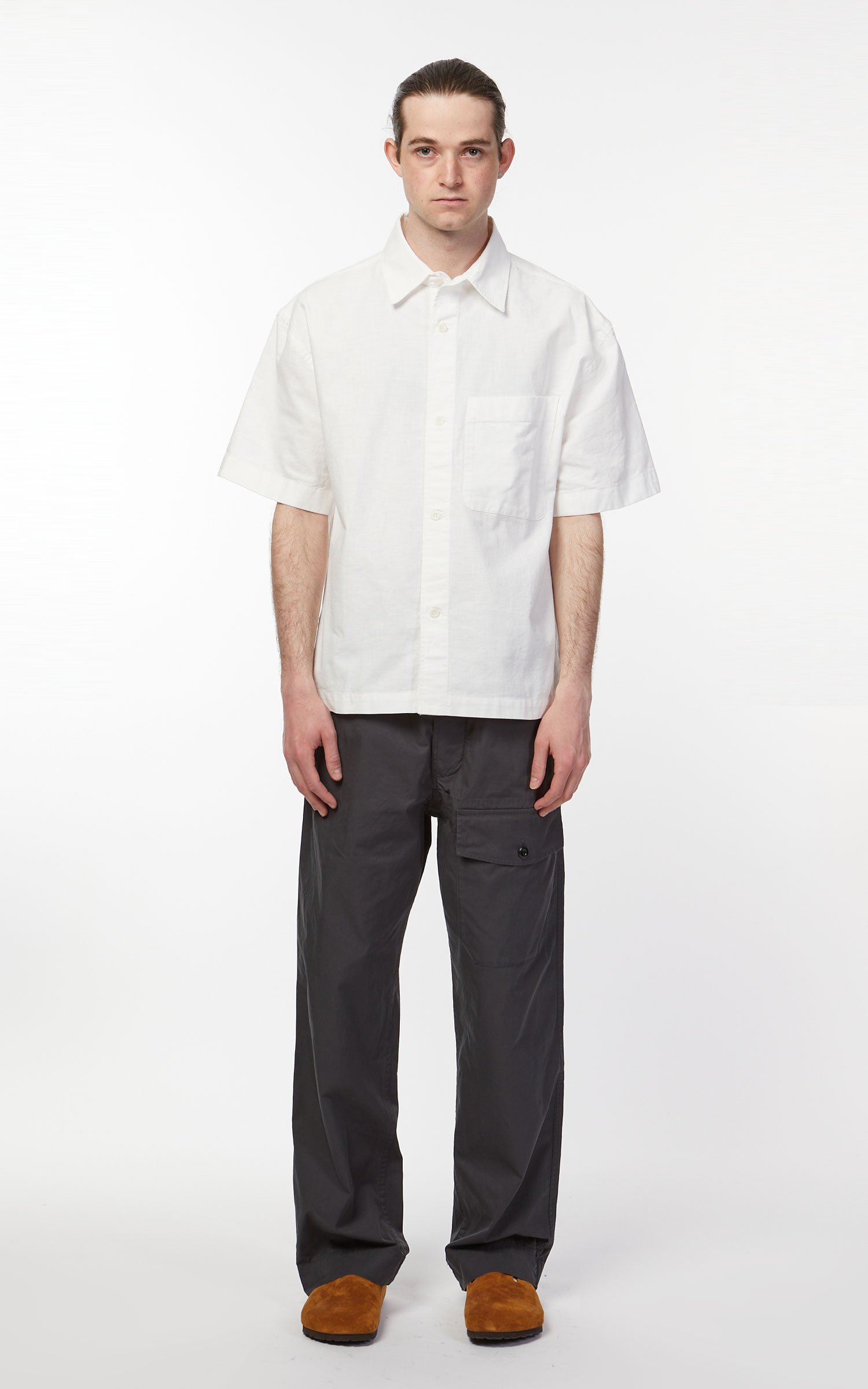 Margaret Howell MHL. S/S Worker Shirt Textured Cotton White | Cultizm
