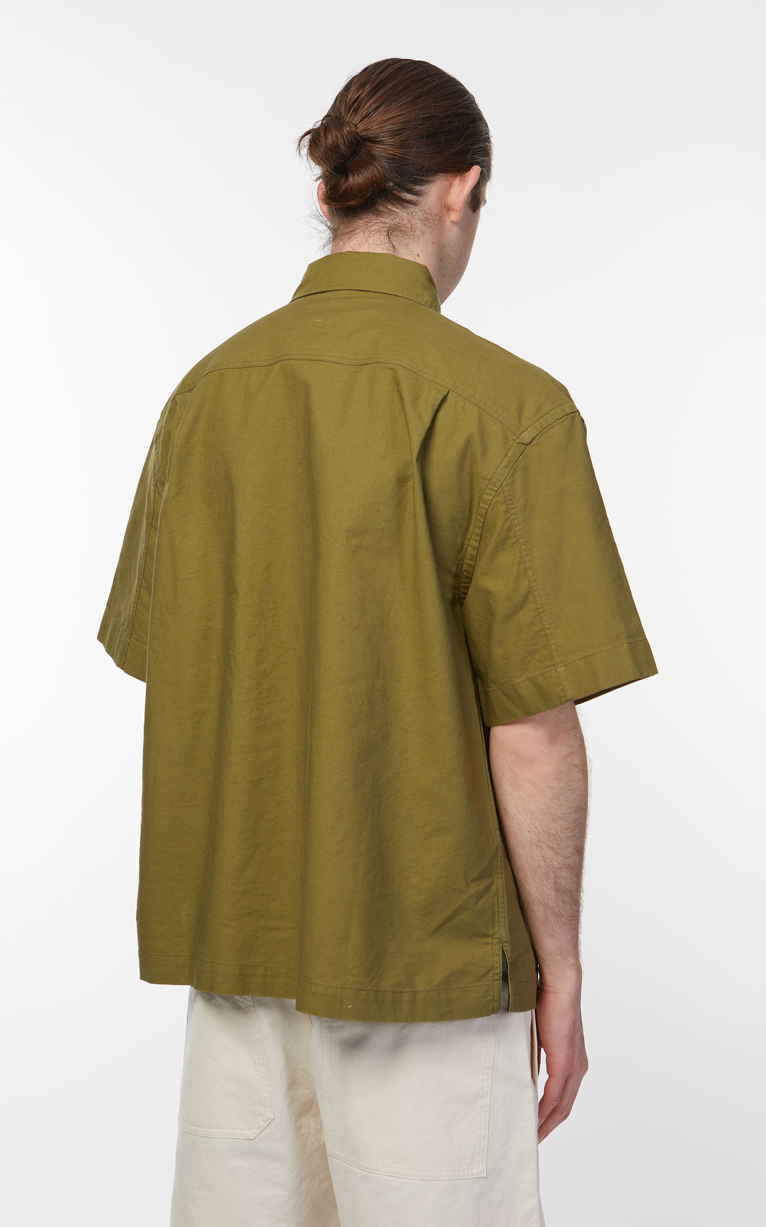 Margaret Howell MHL. S/S Worker Shirt Textured Cotton Khaki | Cultizm