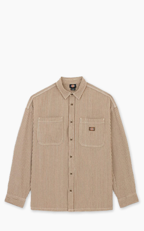 Dickies Hickory Stripe Long Sleeve Shirt Mushroom