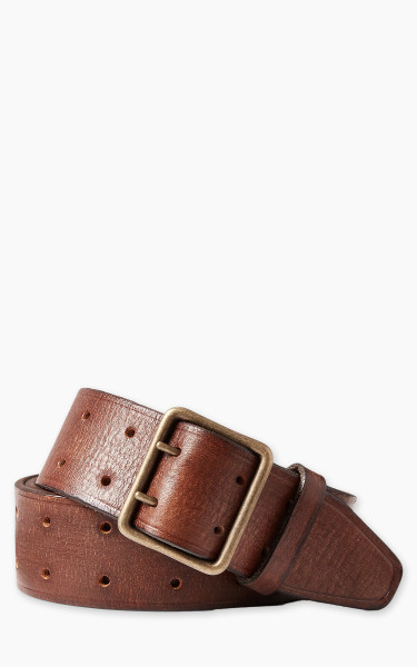 RRL Conrad Leather Double-Prong Belt Vintage Brown