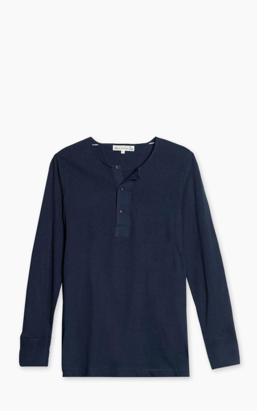 Merz b. Schwanen 102 Longsleeve Henley Ink Blue