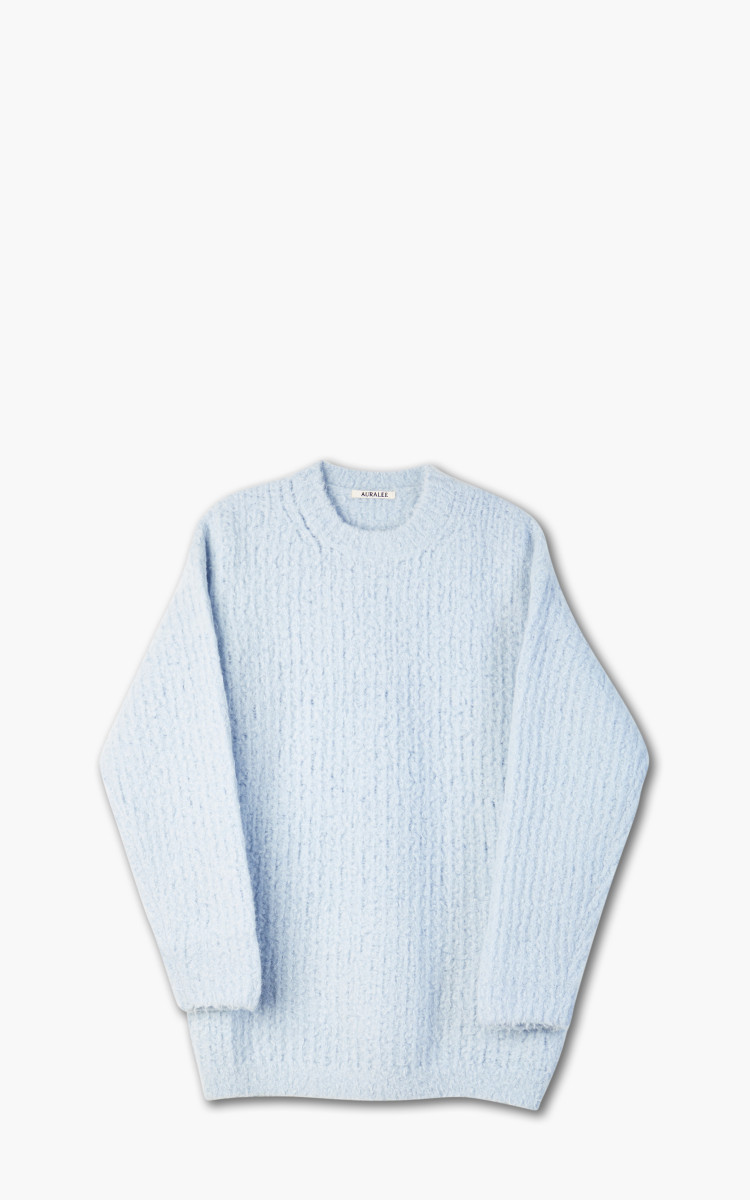 W Milled Wool Moal Knit Big P/O Light Blue