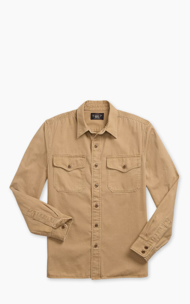 RRL Twill Officer&#039;s Workshirt Faded Tan