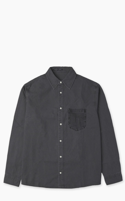 Denham Noah Shirt Structured Cotton Blend Raven