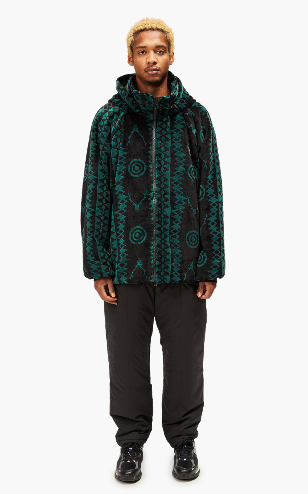 South2 West8 Weather Effect Jacket Velvet Jq. Skull & Target Black/Green |  Cultizm