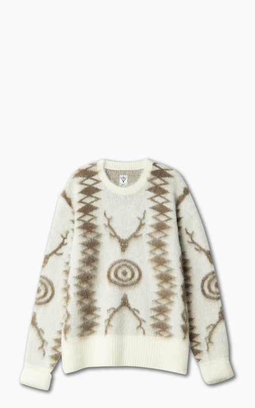 South2 West8 Loose Fit Mohair Sweater Native A-Off White | Cultizm