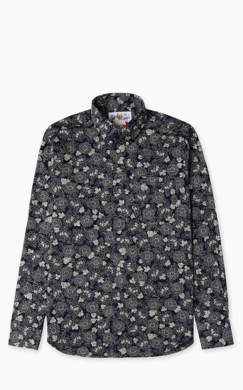 Naked & Famous Denim Easy Shirt Kimono Floral Print Indigo