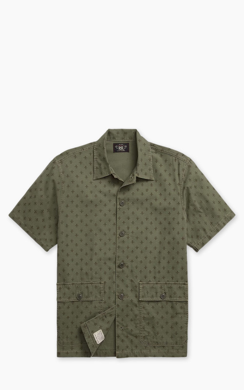 RRL Evantson Print Short Sleeve Ripstop Shirt Printed Olive