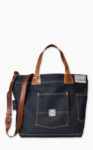 RRL Leroy Leather-Trim Denim Tote Indigo