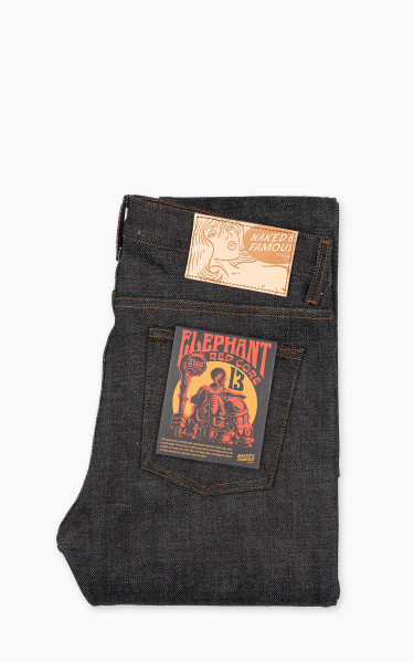 Naked &amp; Famous Denim Weird Guy Elephant 13 Red Core 21oz