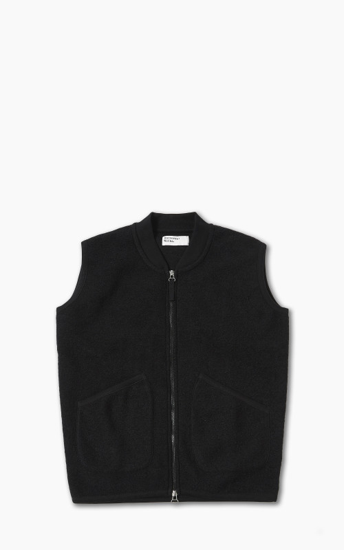 Universal Works Zip Waistcoat Wool Fleece Black