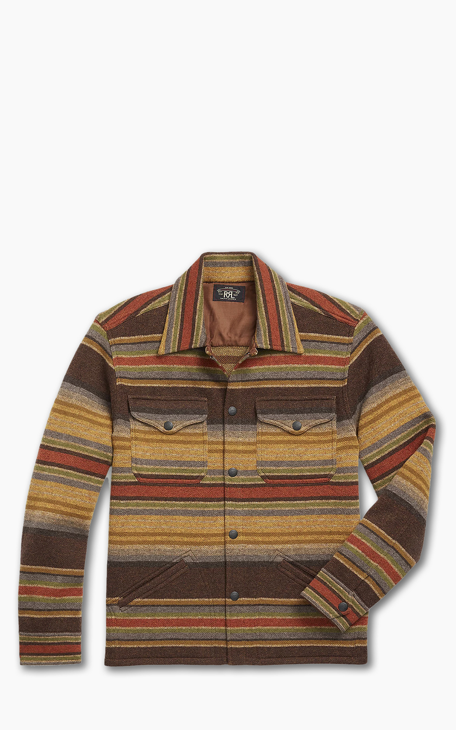 RRL Striped Wool Workshirt Jumper Brown Stripe Multi