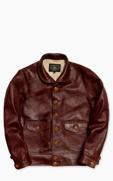 Double Helix Classic 1920s Horsehide Leather Jacket Burgundy