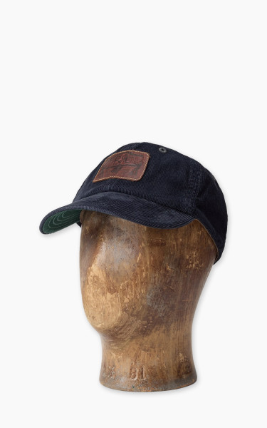 RRL Leather-Patch Corduroy Trucker Cap Navy