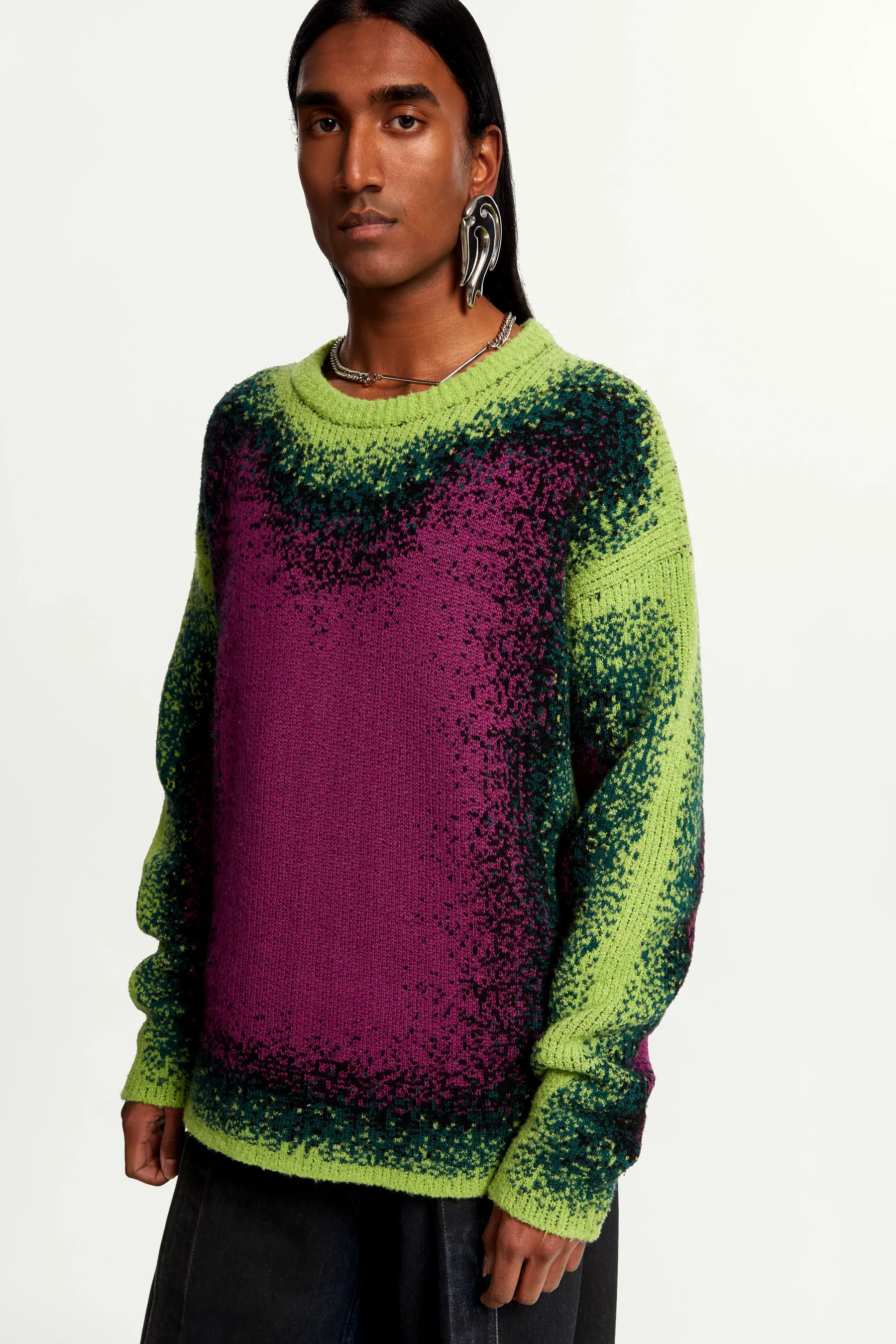 Y/Project Gradient Heavy Knit Sweater Green/Purple | Cultizm