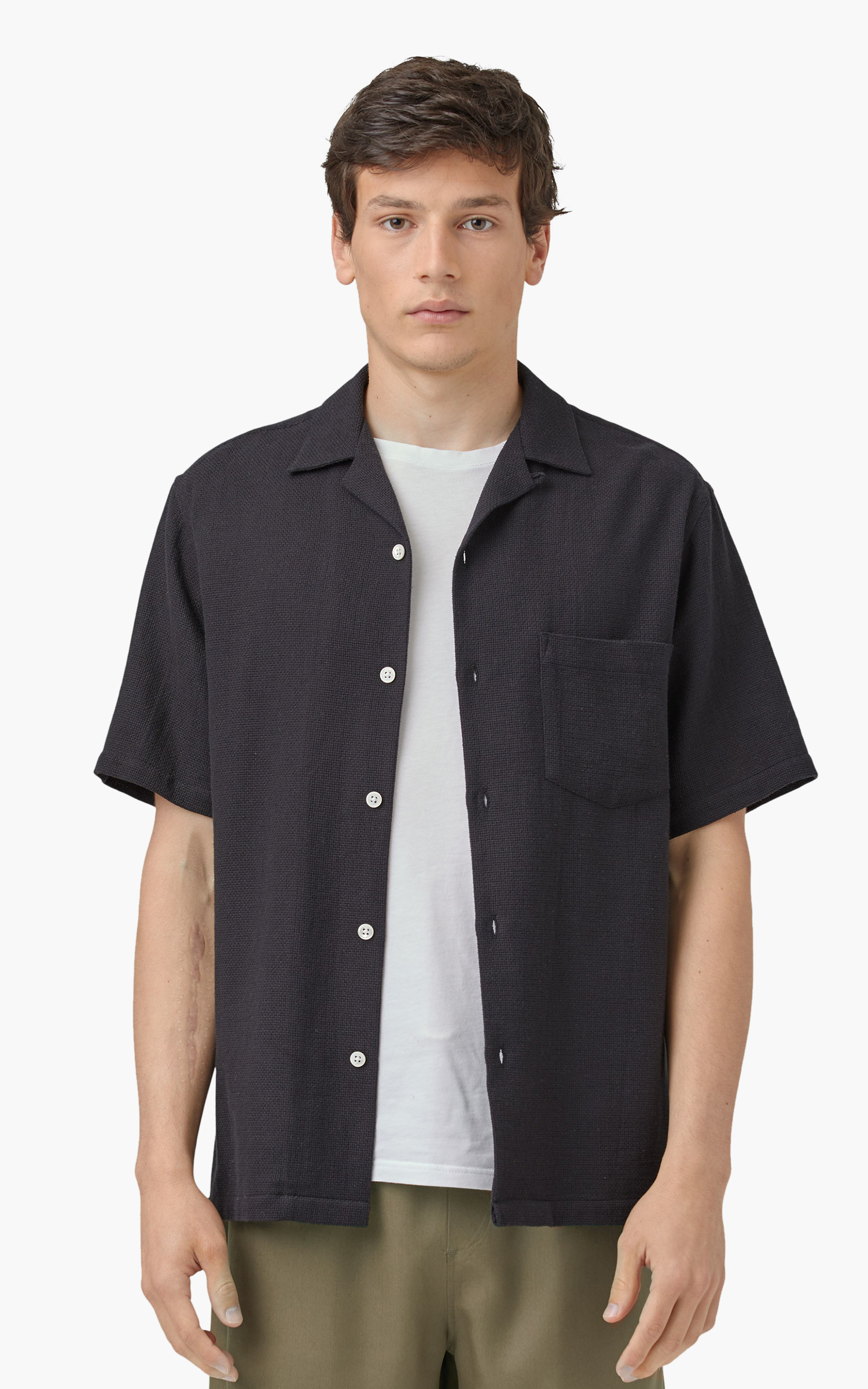 Portuguese Flannel Pique Camp Collar Shirt Black Cultizm