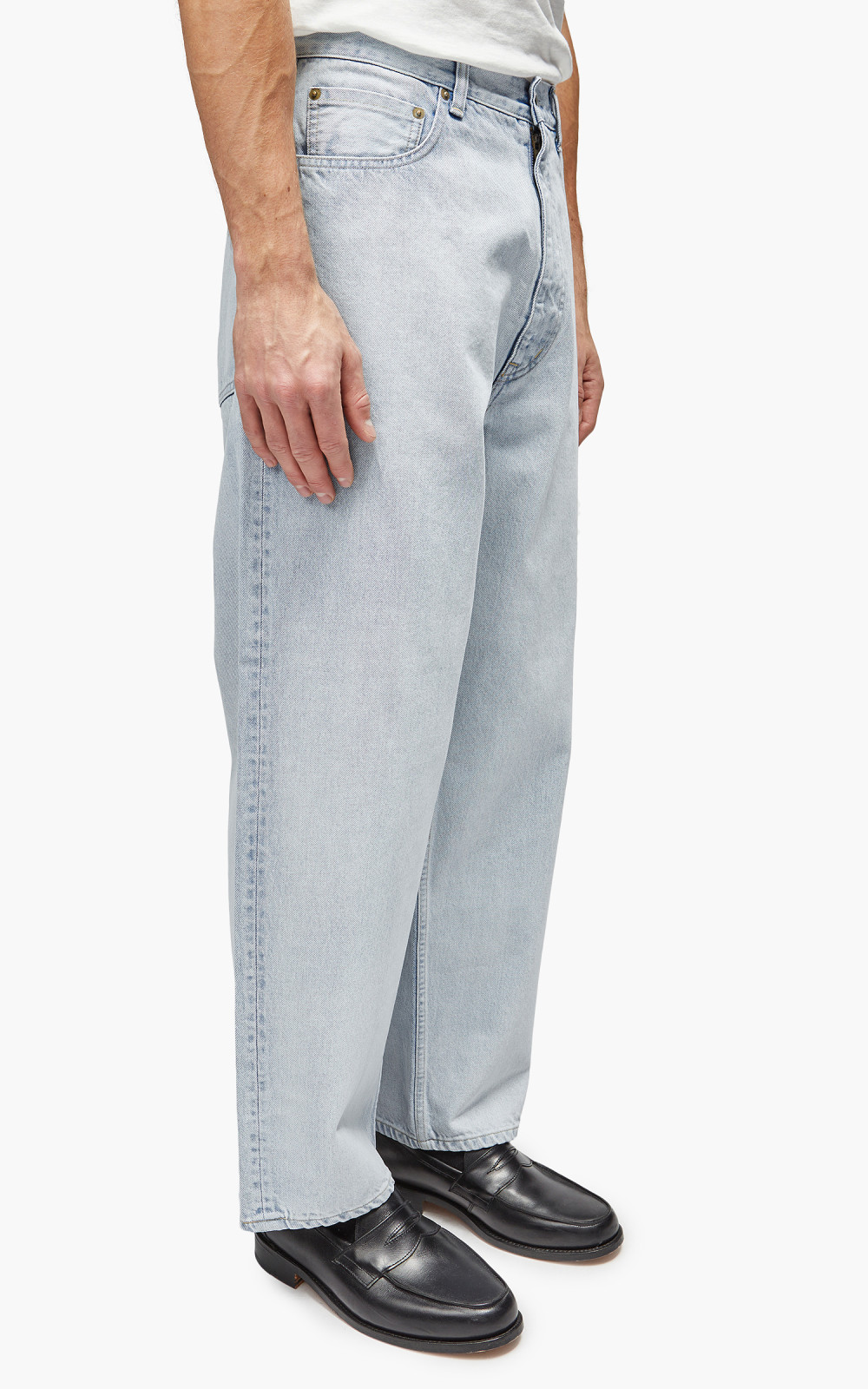 YLÈVE 13.5oz Denim Baggy Trousers Fade Ice Indigo | Cultizm