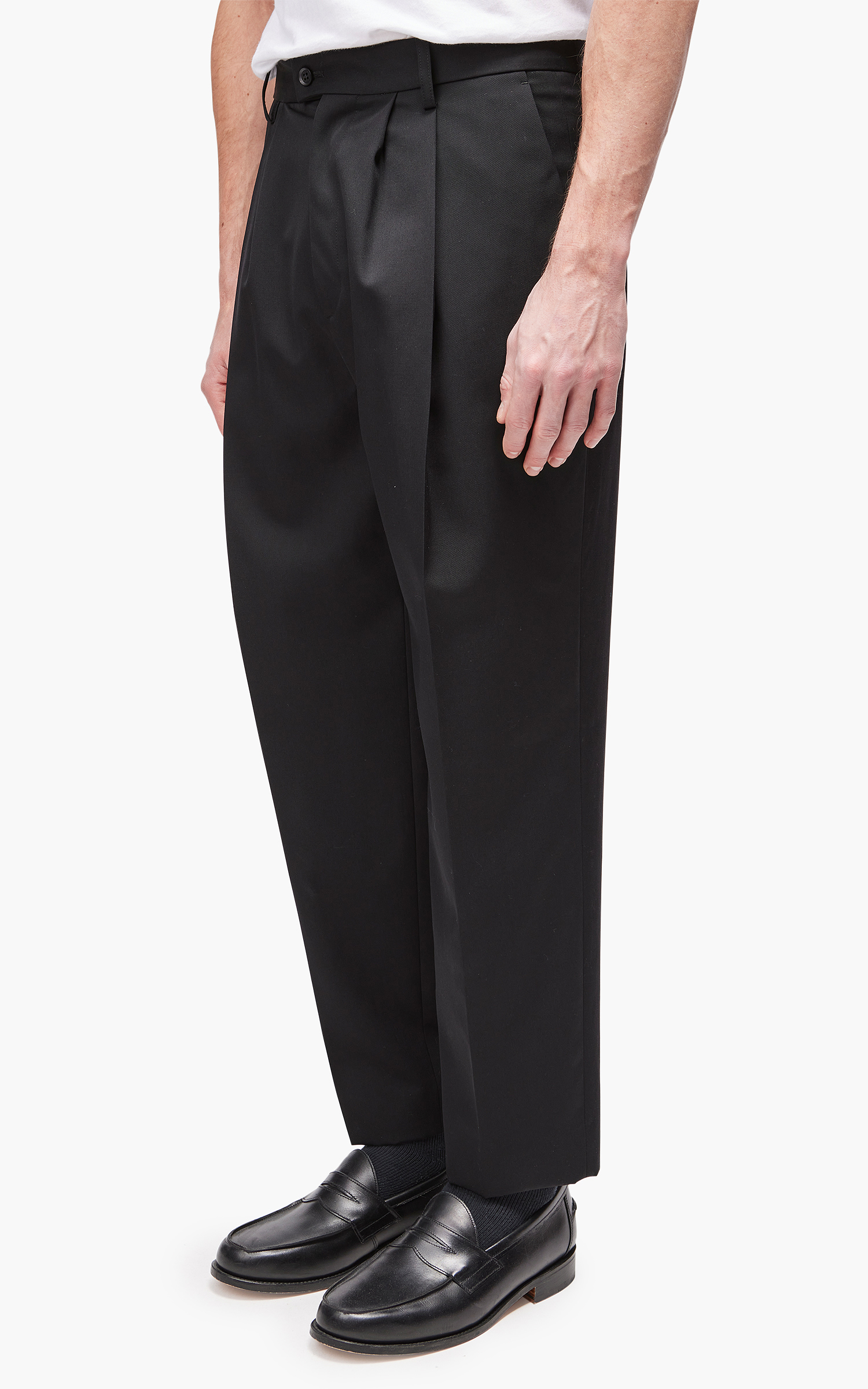 stein Wide Tapered Trousers Black | Cultizm