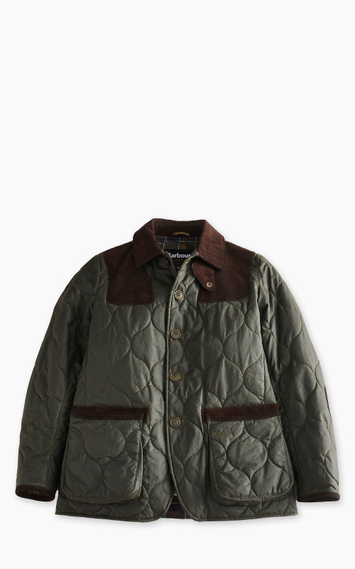 Barbour x To Ki To Sporting Quilted Wax Jacket Archive Olive