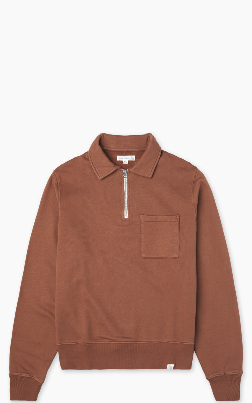 Merz b. Schwanen ZIPC01 Zip Collar Sweatshirt Chestnut