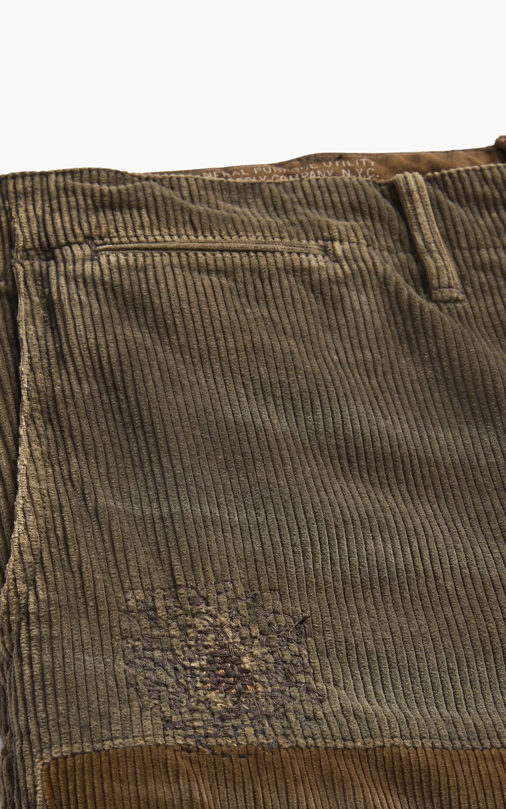 RRL Distressed Corduroy Field Pant Loden Repaired Cultizm