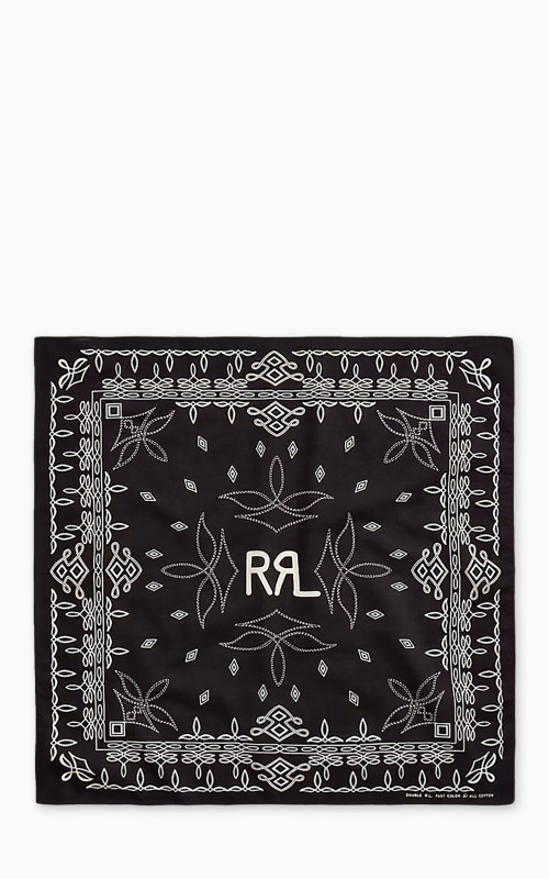 RRL Ranch Logo Cotton Bandana Black/Cream