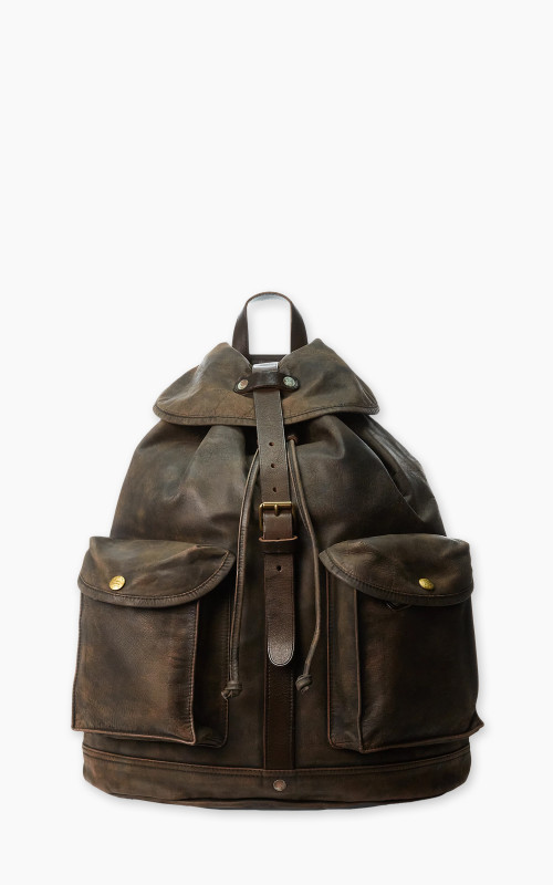 RRL Riley Leather Backpack Black Over Brown