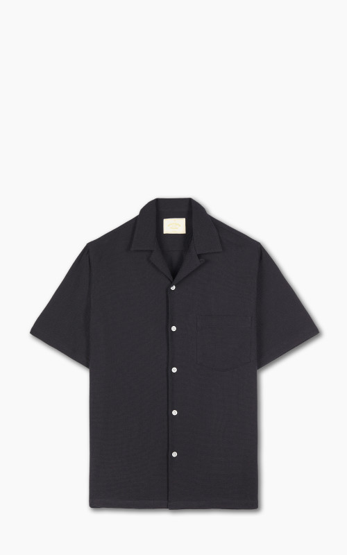 Portuguese Flannel Pique Camp Collar Shirt Black