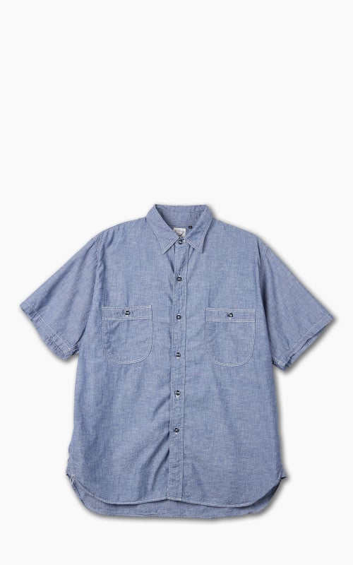OrSlow Short Sleeve Chambray Work Shirt Blue