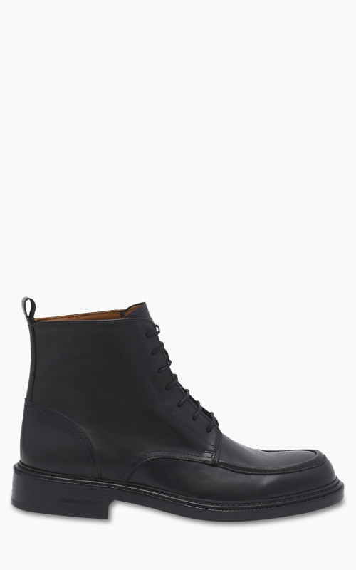 Maison Kitsuné Leather Lace-Up Boots Black