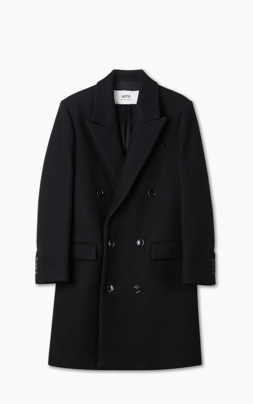 AMI Paris Double Breasted Coat Black