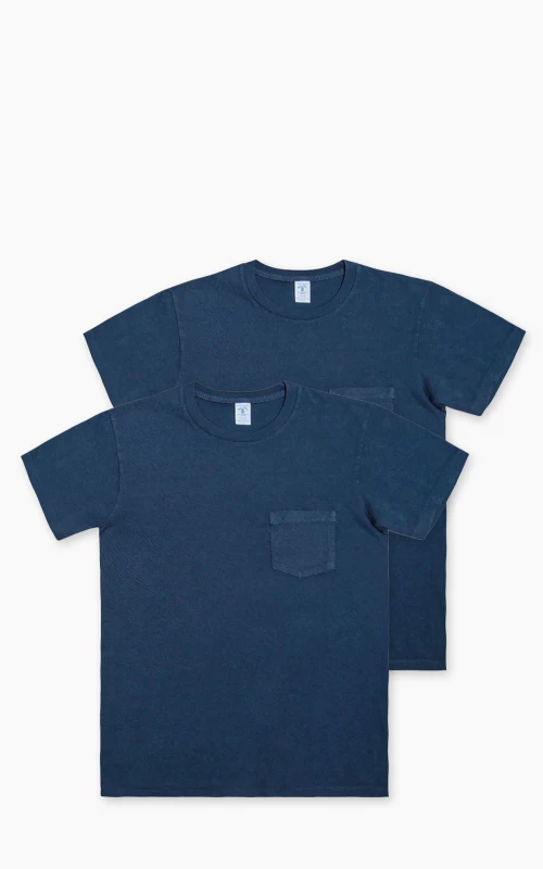 Velva Sheen Crew Neck Pocket Tee 2-Pack Navy