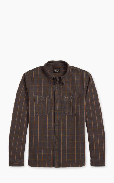 RRL Plaid Twill Workshirt Plum/Orange