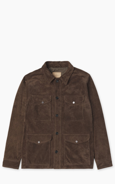 Tellason x Shangri La Heritage New Hunting Jacket Suede Calf Split Silky Dark Brown