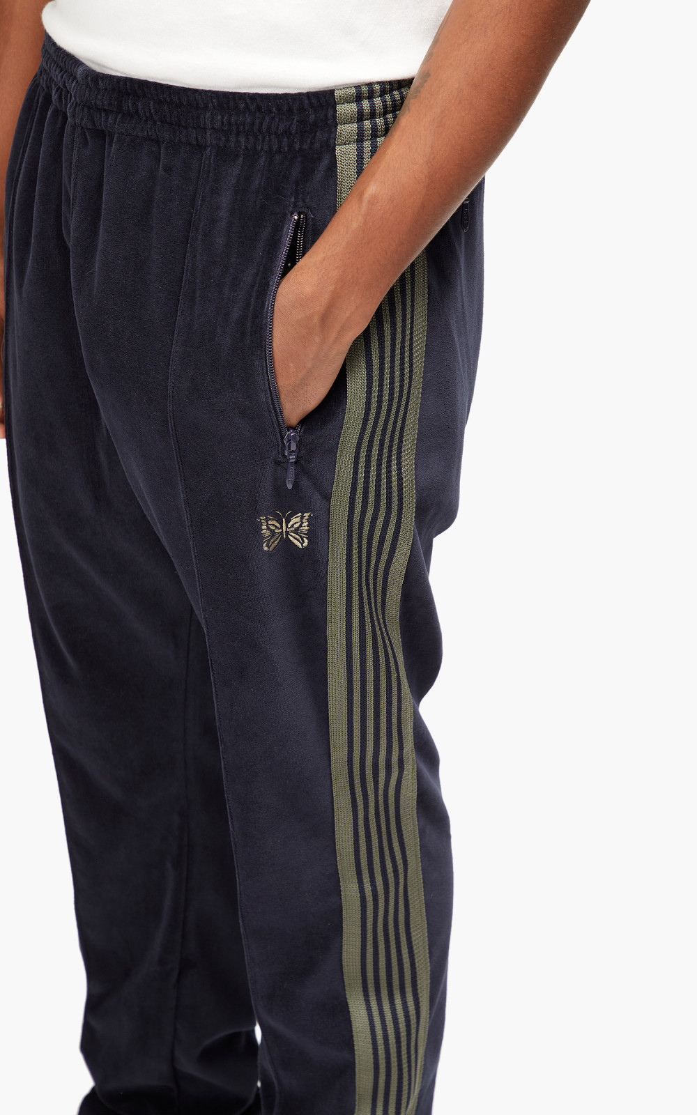 Needles Narrow Track Pant C Pe Velour Navy Cultizm